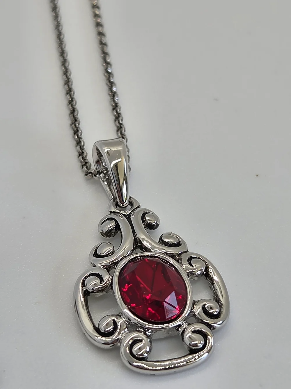NWT Lia Sophia Silver-Tone Necklace & Earrings with Red Stones